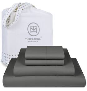 Thm-800-sld-egrey-f Threadmill Luxury 800 Thread Count Full Size 100% Cotton Sheets - Dark Grey S