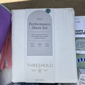 062-16-0685 Threshold Queen Performance Sheet Set 100% Cotton 400tc White Machine Washable
