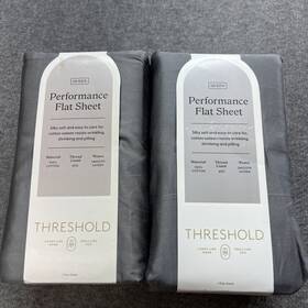 062-16-1488 Threshold 2pk Queen Size 400 Thread Count Performance Flat Sheet - Radiant Gray
