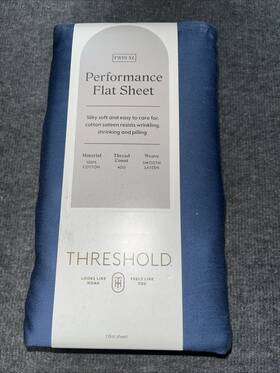062-16-4444 Threshold Twin Xl Size 400 Thread Count Performance Flat Sheet - Metallic Blue
