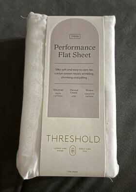 062160884 Threshold 400 Thread Count Performance Flat Sheet Twin White