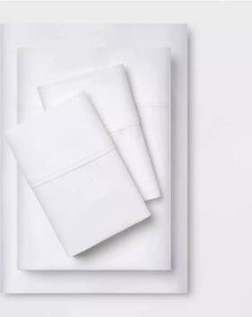 14131702 Threshold King Solid Performance 400 Thread Count Sheet Set White - Cotton