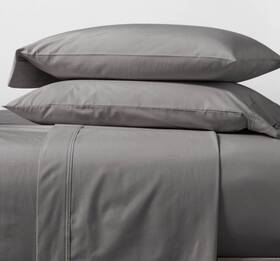 Threshold 191908134017 Queen Solid Performance 400 Thread Count Sheet Set Gray Cotten Sateen