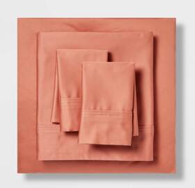 Threshold 191908529844 Full Sheet Set 400 Thread Count Solid Performance Rust Orange