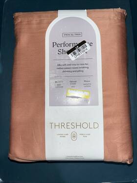 Threshold 191908530321 400tc Performance Rust 3 Piece Sateen Bed Sheet Set Size Twin Xl