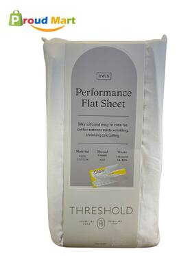 Threshold 191908761220 Performance Flat Sheet Twin Size 100% White Threshold 191908761220 Performance Flat Sheet Twin Size 100% White