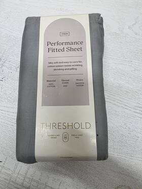 Threshold 191908761299 Twin/twin Xl 400 Thread Count Performance Fitted Sheet Classic Gray - Thresho