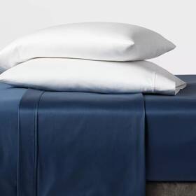 Threshold 191908761718 California King 400 Thread Count Performance Fitted Sheet Metallic Blue