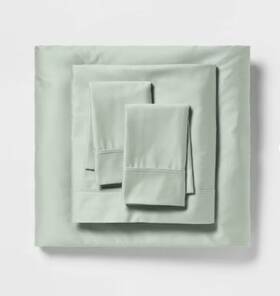 Threshold 191908880242 Solid Performance 400 Thread Count Sheet Set - Silver Green King