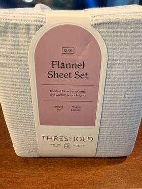 Threshold 191908971827 King Size Flannel Sheet Set Grey And White Stripe