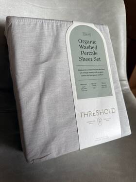 Threshold 196761802332 250 Thread Count Organic Percale Sheet Set - Gray