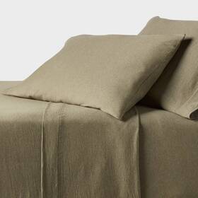 8388 Threshold 197543805596 Easy Care Cotton Jersey Sheet Set - Olive Heather Green Twin #8388