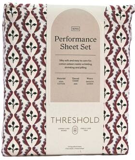 Threshold 198850919495 Perf. Holiday King Sheet Set Woodblock Leaf 400 Thread Ct 100% Cotton