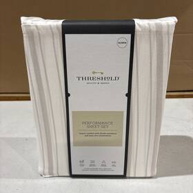 Threshold 490621607328 Queen 400 Thread Count Performance Sheet Set Pewter Stripe