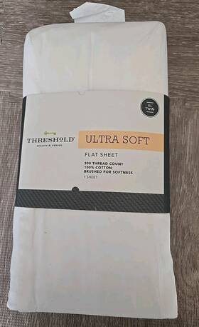 Threshold 490621633259 Ultra Soft Flat Sheet Twin Xl White Brushed Cotton 300 Thread Ct New Threshold 490621633259 Ultra Soft Flat Sheet Twin Xl White Brushed Cotton 300 Thread Ct New