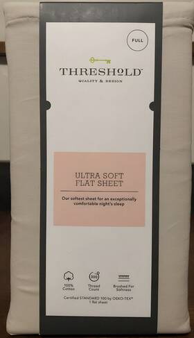 Threshold 490621634423 Full Size 300 Thread Count Ultra Soft Flat Sheet - True Khaki