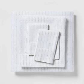 51598292 Threshold Full 300 Thread Count Organic Cotton Printed Sheet Set White/gray -