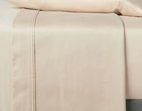 53838220 Threshold 400 Thread Count Cotton Sateen Queen Flat Sheet True Khaki