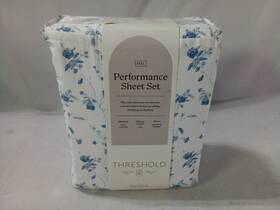 54109776 Threshold 400 Thread Count 100% Cotton Sheet Set White/blue Floral Full - 54109776 Threshold 400 Thread Count 100% Cotton Sheet Set White/blue Floral Full -