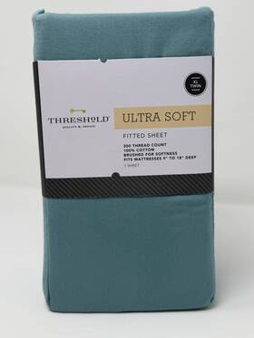 633314 Threshold Ultra Soft Xl Twin Fitted Sheet Aqua 300tc 100% Cotton Solid 633314 Threshold Ultra Soft Xl Twin Fitted Sheet Aqua 300tc 100% Cotton Solid