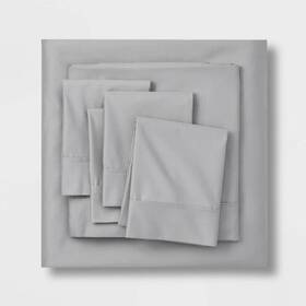 78324742 Threshold Full 6pc 800 Thread Count Solid Sheet Set Light Gray -