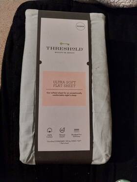 81664101 Threshold 300 Thread Count Ultra Soft Flat Sheet Light Blue - Queen