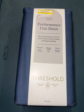 83724870 Threshold Full 400 Thread Count Performance Flat Sheet Metallic Blue - Cotton 83724870 Threshold Full 400 Thread Count Performance Flat Sheet Metallic Blue - Cotton