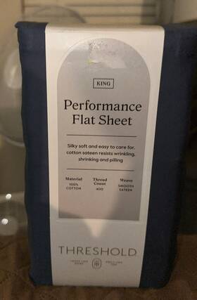83724874 Threshold New 400 Thread Count Performance Flat Sheet Metallic Blue - King