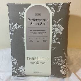 Threshold 840708128725 Queen Performance Sheet Set 4pc 400tc 100% Cotton Floral