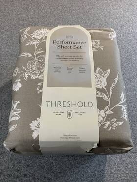 Threshold 840708128732 Performance Sheet Set King Khaki Floral Cotton 400 Thread Count 4-pcs