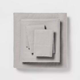 85239856 Threshold Queen Fall Flannel Solid Sheet Set Gray -