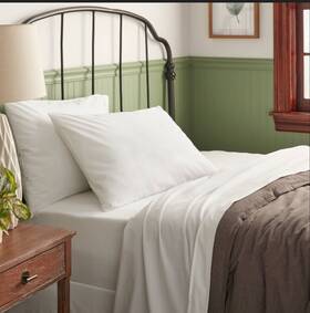 87539888 Threshold 250 Thread Count Organic Cotton Twin Xl Sheet Set - True White New