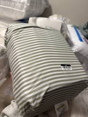 87539929 Threshold Full 250 Thread Count Organic Sheet Set Green Stripe New Without Wrap 87539929 Threshold Full 250 Thread Count Organic Sheet Set Green Stripe New Without Wrap