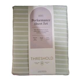 90206661 Threshold Queen 400 Thread Count Performance Sage Stripe Sheet Set Green - 90206661 Threshold Queen 400 Thread Count Performance Sage Stripe Sheet Set Green -