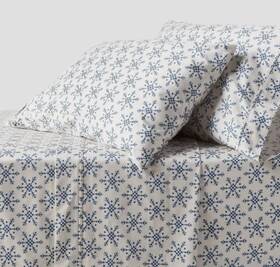90206666 Threshold King 400 Thread Count Performance Sheet Set Ivory/blue Snowflake New