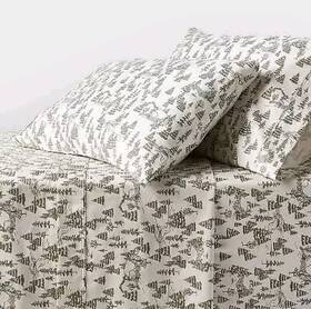 90206686 Threshold Performance 400 Tc Sheet Set Queen Ivory Green Trees Soft 100% Cotton