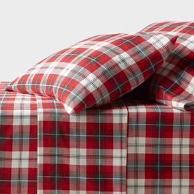 90534683 Threshold King Ultra Soft Holiday Flannel Sheet Set Green/red Plaid -