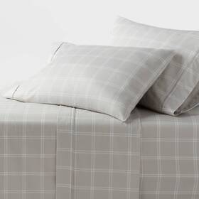92186880 Threshold Full 400 Thread Count Performance Sheet Set Gray Plaid - 92186880 Threshold Full 400 Thread Count Performance Sheet Set Gray Plaid -
