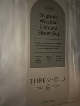 92186909 Threshold Twin Xl Organic Percale Sheet Set White Stripe - 250 Thread Count New 92186909 Threshold Twin Xl Organic Percale Sheet Set White Stripe - 250 Thread Count New