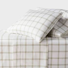 92542259 Threshold King 400 Thread Count Performance Sheet Set Green Plaid -