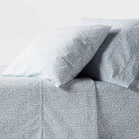 92542261 Threshold Full Organic Percale Sheet Set - Blue Floral 100% Cotton 4pc