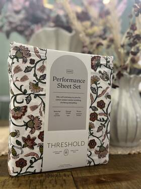 92542271 Threshold King 400 Thread Count Performance Sheet Set Warm Floral - New 92542271 Threshold King 400 Thread Count Performance Sheet Set Warm Floral - New