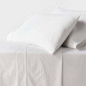 92542275 Threshold Full 400 Thread Count Performance Sheet Set Gray Stripe -