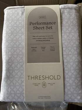 92542276 Threshold Queen 400 Thread Count Performance Sheet Set Gray/white-