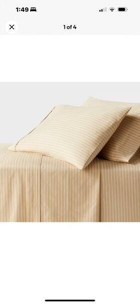92542279 Threshold Twin/twin Xl 400 Thread Count Performance Sheet Set Yellow Stripe -