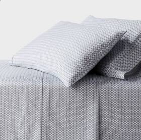 92542285 Threshold Queen 400 Thread Count Performance Sheet Set Blue Geo -