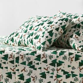 94285620 Threshold Full Holiday Flannel Sheet Set Winter Scene -
