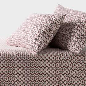 94432157 Threshold King Holiday Flannel Sheet Set Woodblock Leaf -