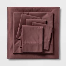 78423884 Threshold Signature Twin/twin Xl 4pc 800 Thread Count Solid Sheet Set Mauve -