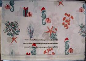 131682 Tis The Season Fttis Christmas Seahorse Seashells Polyester King Sheet Set Nip